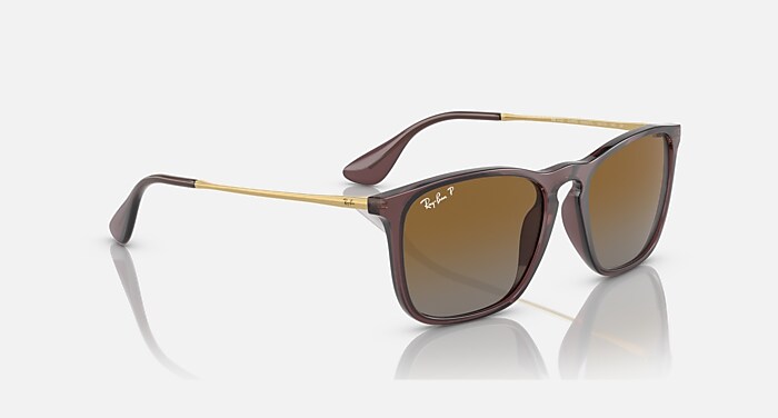 Ray-Ban クリス　りんごりんご CHRIS Sunglasses in Transparent Brown and Brown Polarized - RB4187