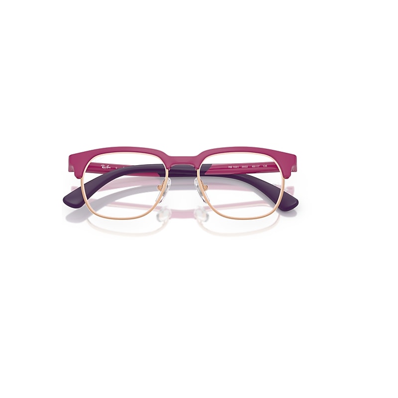 Ray-Ban Rb1641 Optics Kids Bio-based Optical Fucsia On Rubber Violet Frame Clear Lenses Polarized 46-17