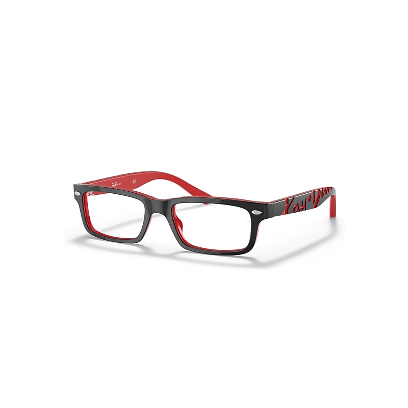 Ray-Ban Eyeglasses Children Rb1535 Optics Kids - Black On Red Frame Clear Lenses Polarized 48-16