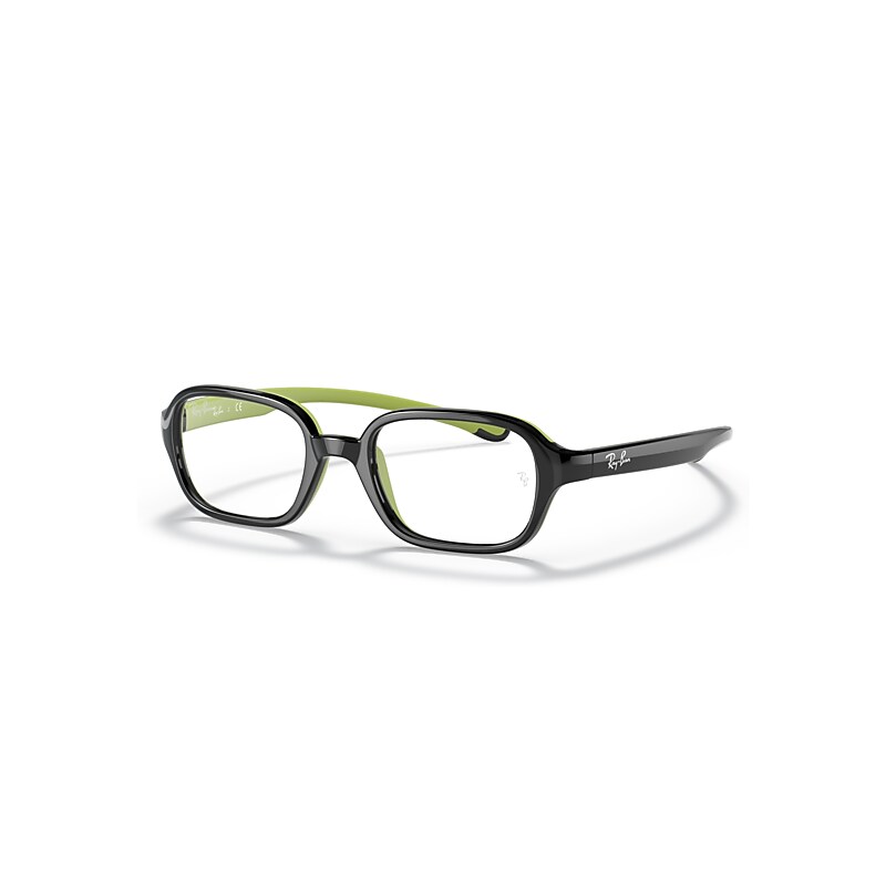 Ray-Ban Eyeglasses Kids Rb9074 Optics Kids - Black On Green Frame Clear Lenses Polarized 37-16, RB9074V