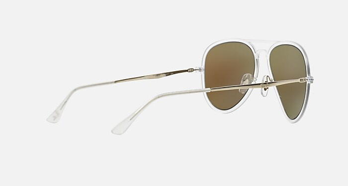 ハンドメイド・手芸 RayBan Aviator AVIATOR LIGHT RAY II Sunglasses in Transparent and Blue Mirror