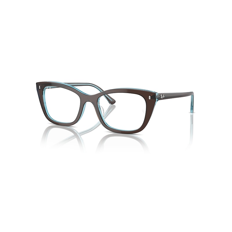 Ray-Ban Eyeglasses  Rb5433 Optics - Brown On Transparent Blue Frame Clear Lenses Polarized 50-19, RX5433