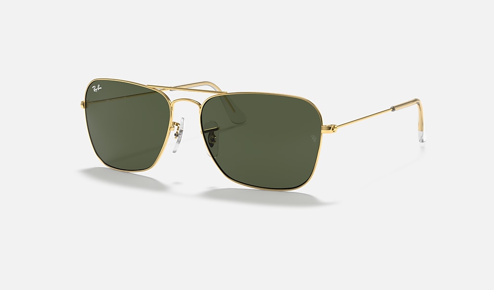 Ray-Ban サングラス RB3136 レイバン CARAVAN Sunglasses in Arista Gold and G-15 Green (58-15) - RB3136
