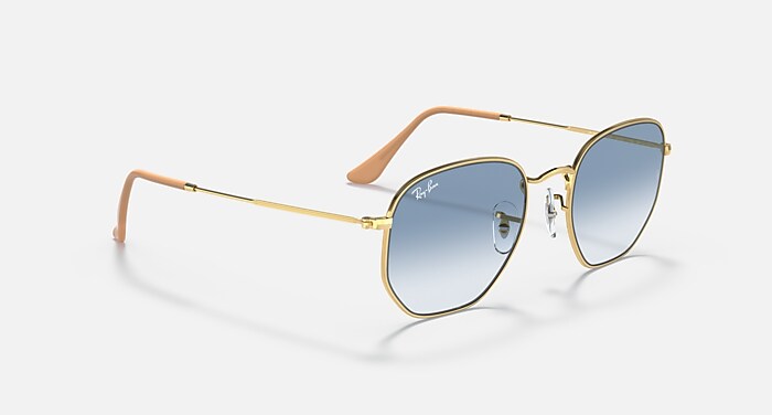 HEXAGONAL Sunglasses in Arista Gold and Light Blue Gradient (51-21