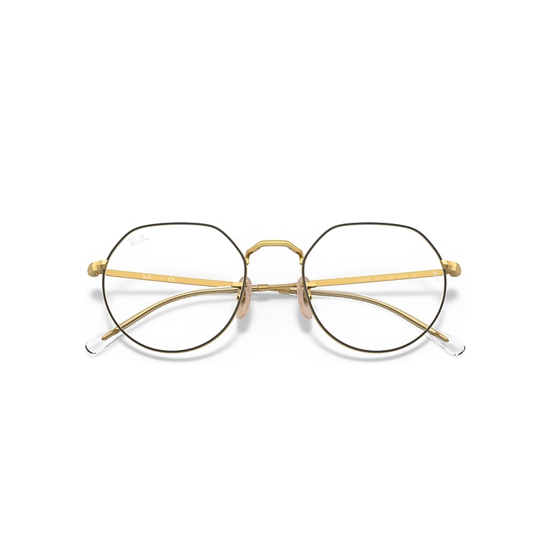 Ray-Ban Jack Optics Optical Gold Frame Clear Lenses Polarized 49-20
