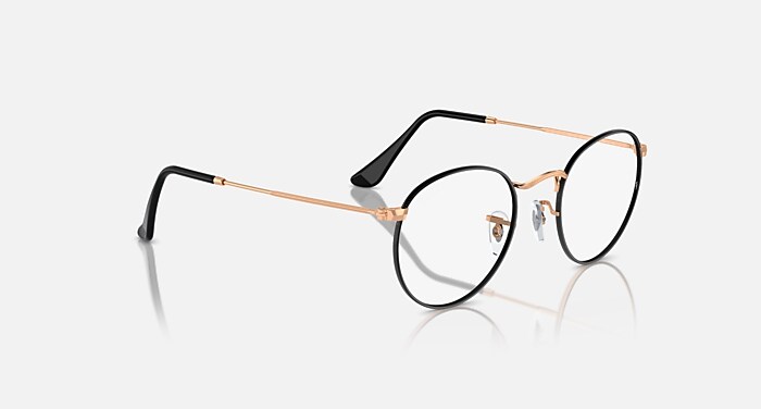 ROUND METAL OPTICS Eyeglasses with Black On Rose Gold Frame  display picture 3