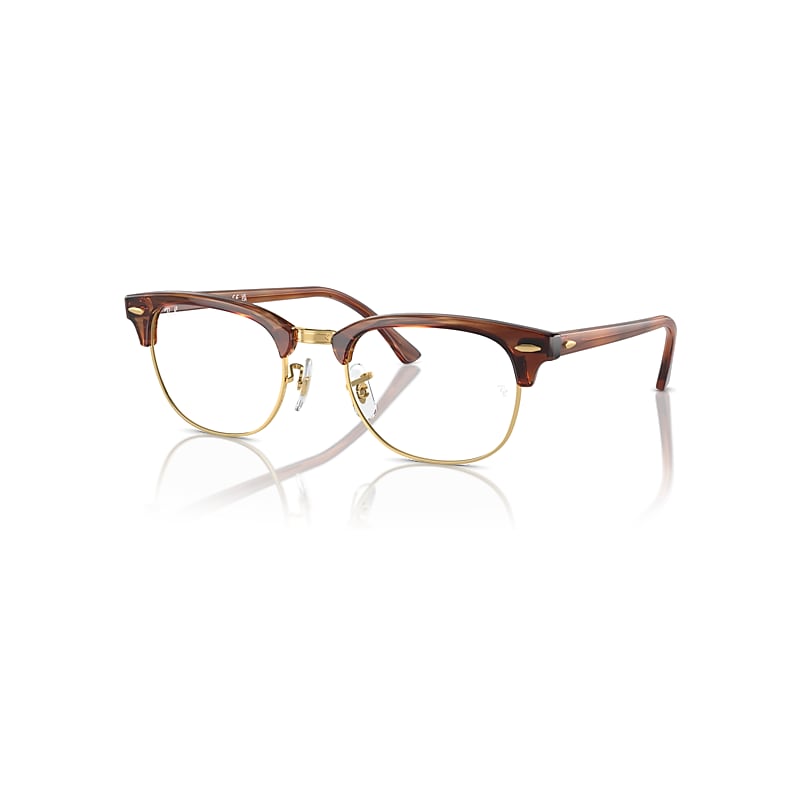 Ray-Ban Eyeglasses  Clubmaster Optics - Striped Brown Frame Clear Lenses Polarized 51-21, RB5154