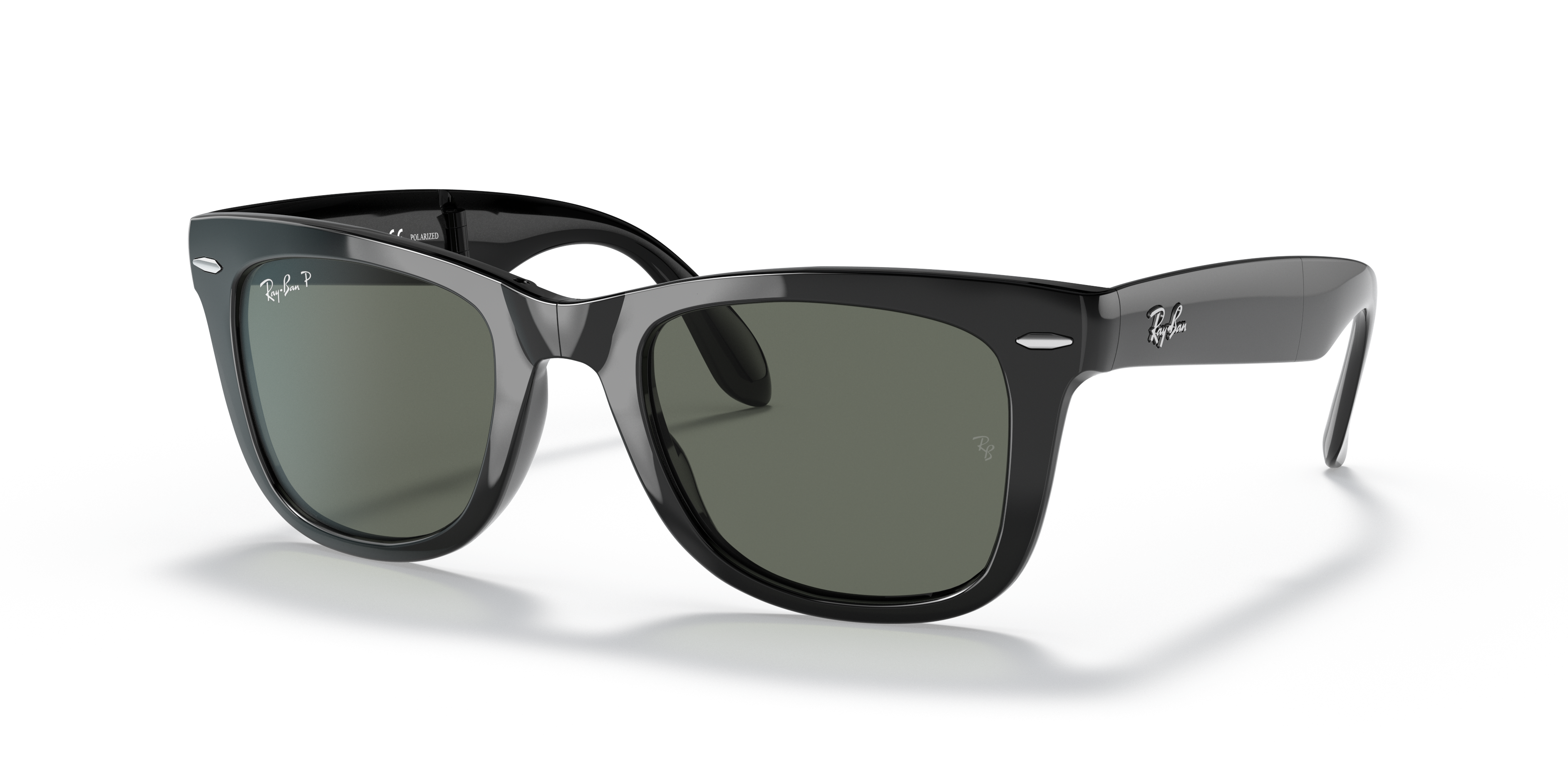 B&L レイバン RAY BAN FOLDING WAYFARER USA WAYFARER FOLDING CLASSIC Sunglasses in Black and G-15 Green