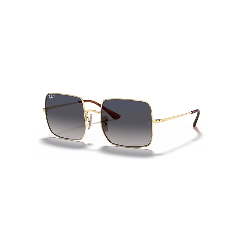 Ray-Ban Sunglasses Women's Square 1971 Classic - Arista Gold Frame Blue Lenses Polarized 54-19, RB1971