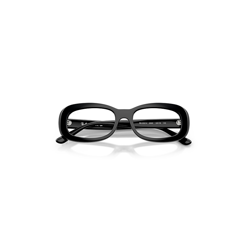 Ray-Ban Rb2221v Optics Optical Black Frame Clear Lenses Polarized 51-18
