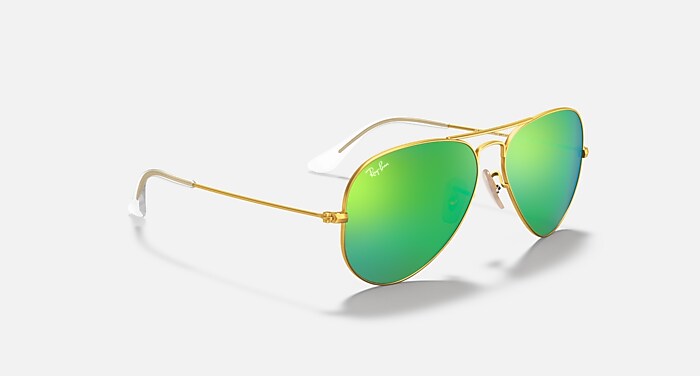 AVIATOR FLASH LENSES Sunglasses in Gold and Green Flash  display picture 2