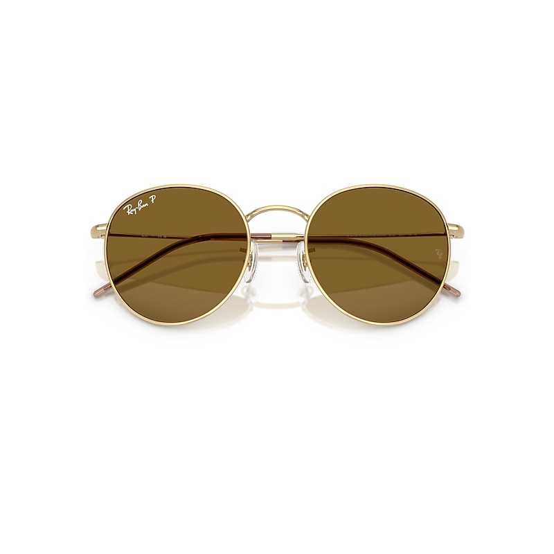 Ray-Ban Round Reverse Sunglasses Arista Gold Frame Brown Lenses Polarized 55-21