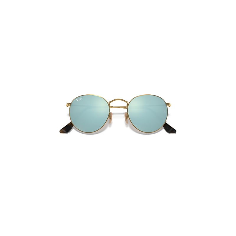 Ray-Ban Round Flat Lenses Sunglasses Arista Gold Frame Silver Lenses 50-21