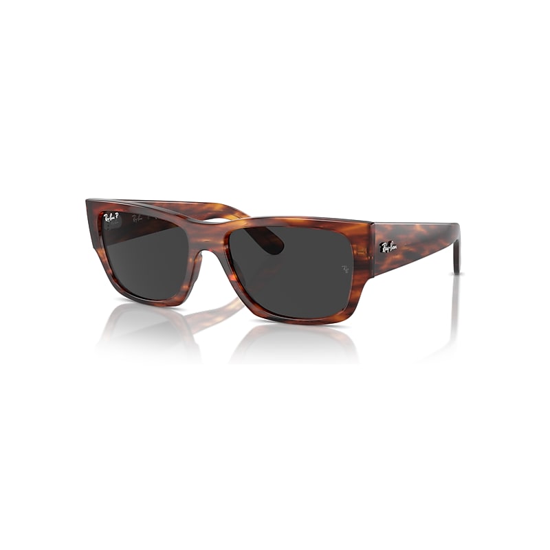 Ray-Ban Sunglasses  Carlos - Striped Havana Frame Black Lenses Polarized 56-18, RB0947S