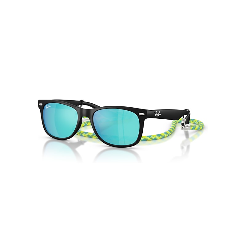 Ray - Ban Green Kid Rj9052s Junior New Wayfarer 702855 Sunglasses Nylon Black Squared Mirrored - Image 5