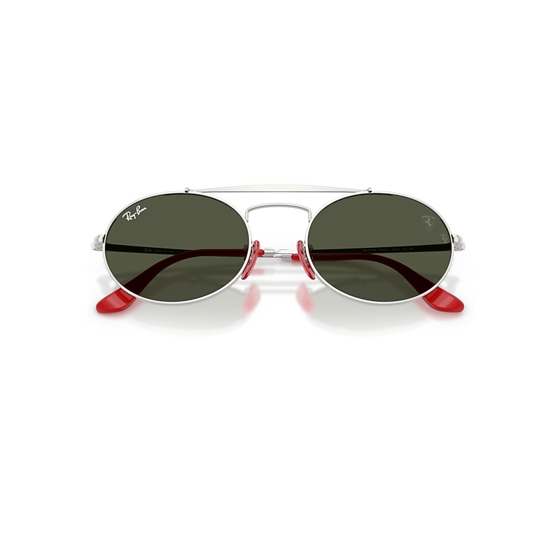 Ray-Ban Rb3775m Scuderia Ferrari Collection Sunglasses Silver Frame Green Lenses 54-20