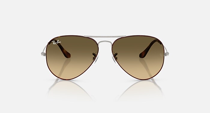 Ray-Ban サングラス RB3025 AVIATOR LARGE AVIATOR LARGE METAL サングラス ガンメタル上にハバナ と ブラウン