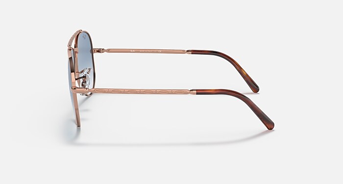 NEW AVIATOR サングラス ローズゴールド と クリアブルー (62-14