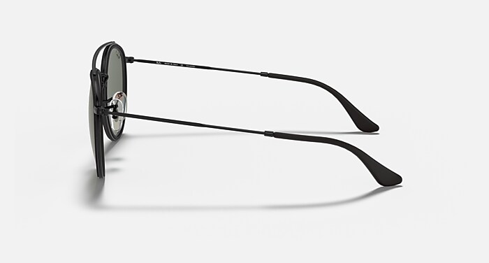 ROUND DOUBLE BRIDGE Polarized Sunglasses in Black and G-15 Green