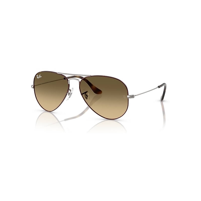 Ray-Ban Unisex Sunglass Aviator Large Metal -  Framekleur: Havana op staalgrijs, Lenskleur: Bruin vintage gradiënt zwart