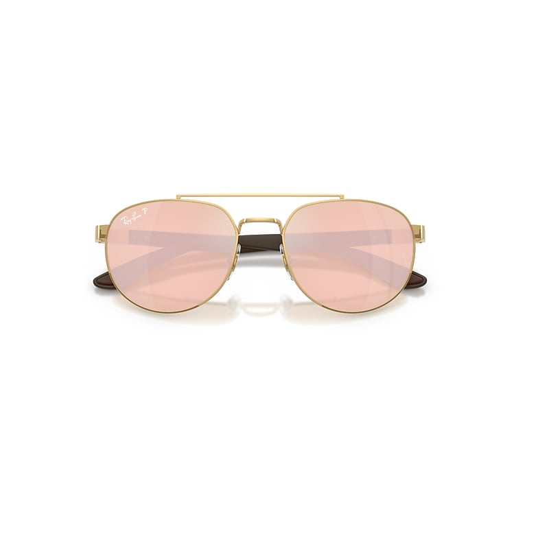 Ray-Ban Unisex Sunglass RB3736 Polarized+ Lenses Liteforce -  Frame color: Arista Gold, Lens color: Orange Mirror Pink Polarized+