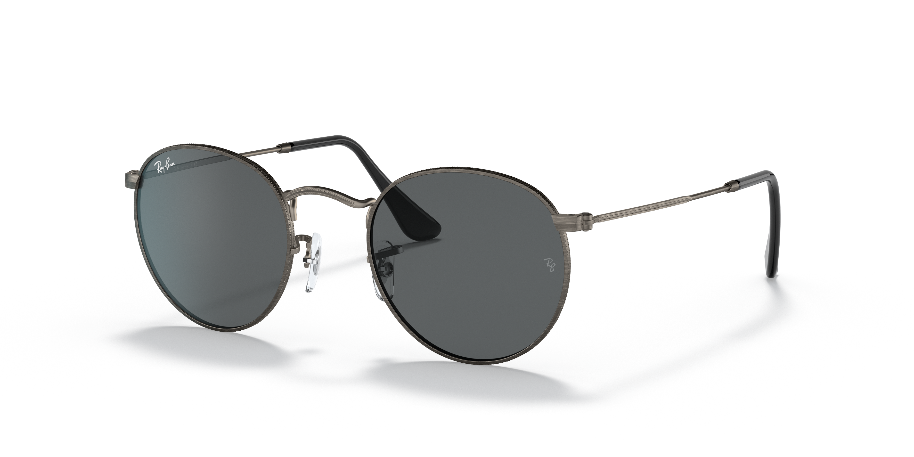 Ray-Ban RB 3665 サングラス ブラック/グレー ROUND METAL ANTIQUED Sunglasses in Gunmetal and Dark Grey - RB3447