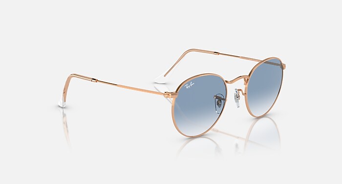 ROUND METAL Sunglasses in Rose Gold and Clear & Blue - RB3447