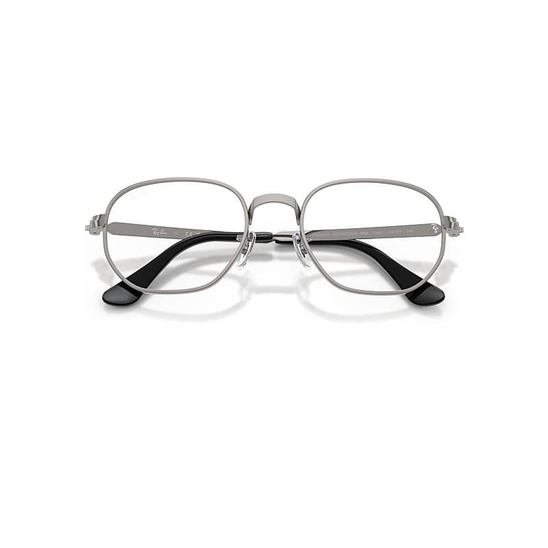 Ray-Ban Hexagonal Max Optics Optical Gunmetal Frame Transparent Lenses Polarized 52-21