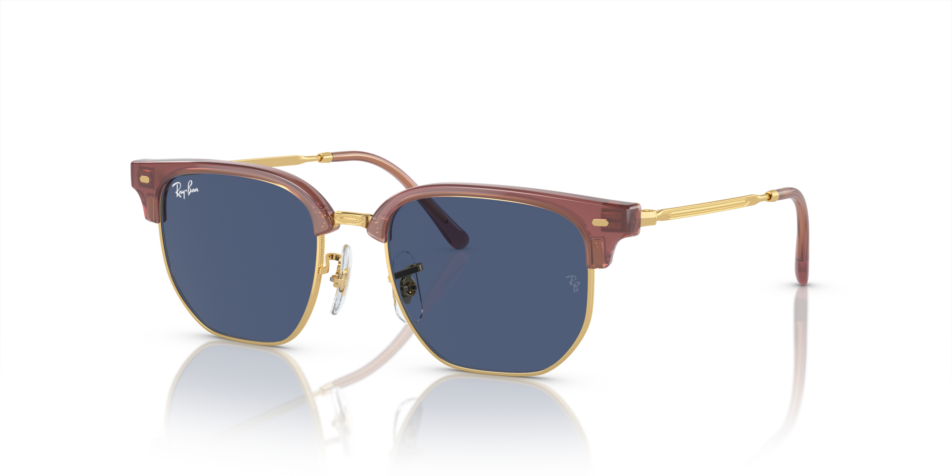 小物 Ray-Ban CLUBMASTER OPTICS NEW CLUBMASTER KIDS Sunglasses in Opal Pink On Gold and Dark Blue