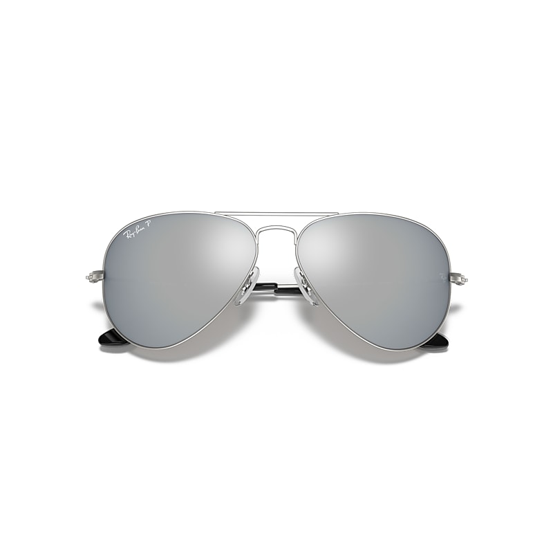 AVIATOR MIRROR Polarized Sunglasses in Silver and Dark Grey