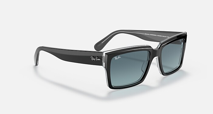 INVERNESS Sunglasses in Black On Transparent and Blue Gradient