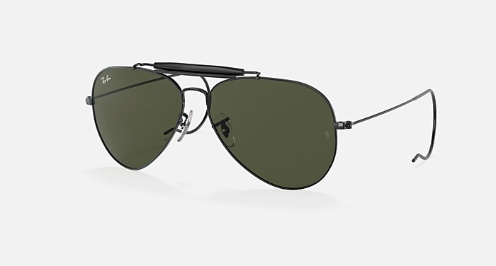 レイバン RAY BAN RB3030 ティアドロップ サングラス 58口14 OUTDOORSMAN Sunglasses in Black and G-15 Green (58-14) - RB3030