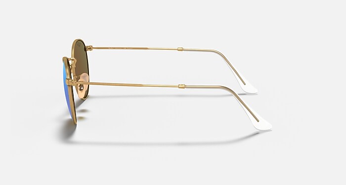 ROUND FLASH LENSES Sunglasses in Gold and Blue Polarized - RB3447