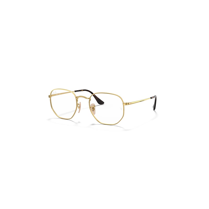 Ray-Ban Eyeglasses  Hexagonal Optics - Arista Gold Frame Clear Lenses 51-21, RB6448