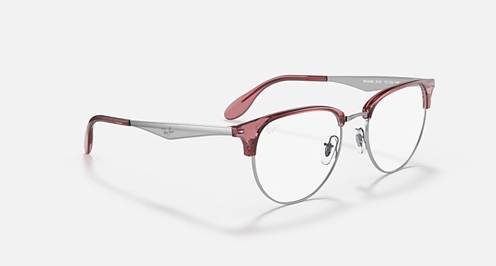 RB6396 OPTICS Eyeglasses with Transparent Red On Silver Frame
