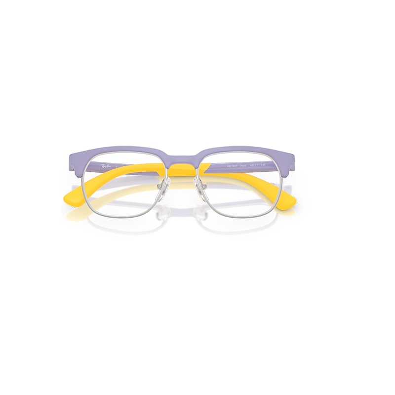 Ray-Ban Rb1641 Optics Kids Bio-based Optical Lilac On Rubber Yellow Frame Clear Lenses Polarized 46-17