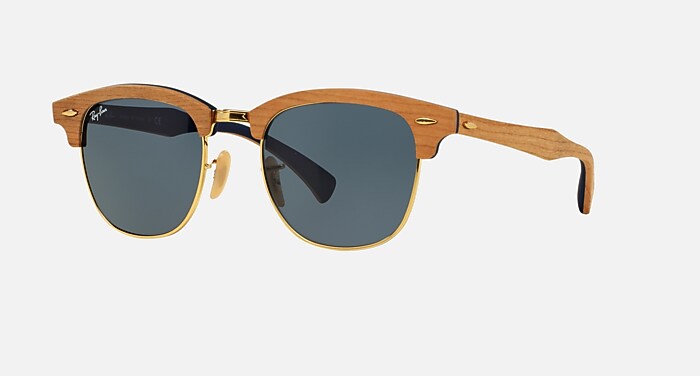 CLUBMASTER WOOD Sunglasses in Cherry and Blue/Grey - RB3016M | Ray