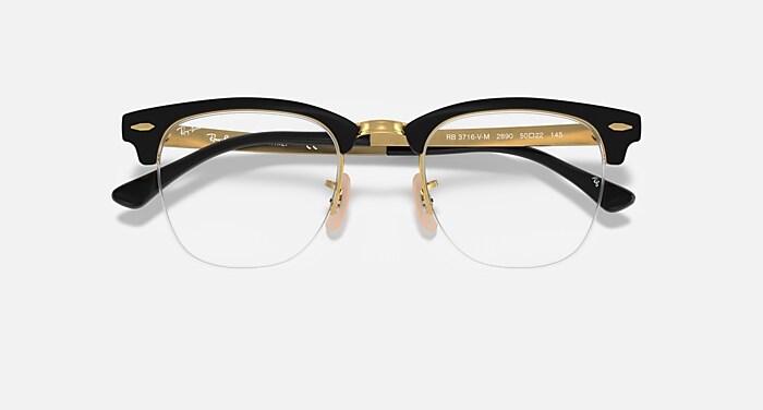 CLUBMASTER METAL OPTICS Eyeglasses with Black On Gold and Clear
