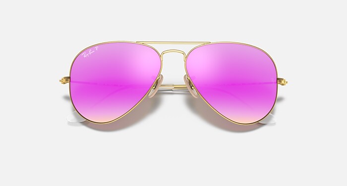 AVIATOR FLASH LENSES Polarized Sunglasses in Gold and Cyclamen