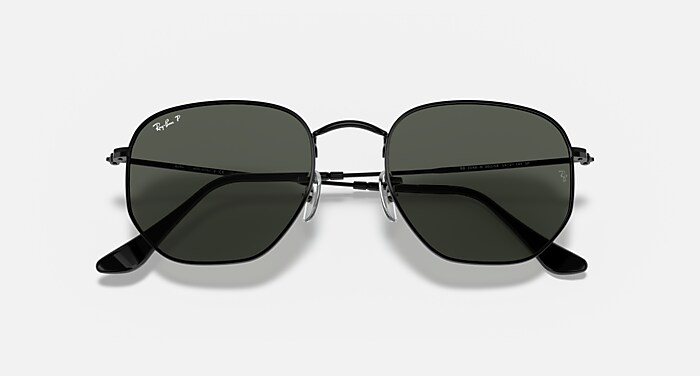 HEXAGONAL FLAT LENSES Sunglasses in Black and G-15 Green Polarized