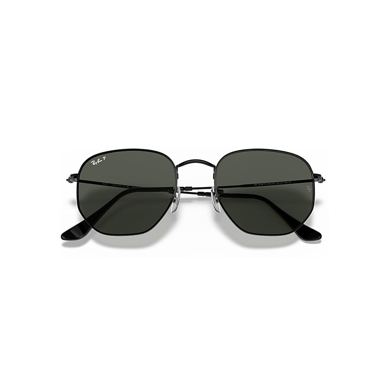 Ray-Ban RB3548N Hexagonal Metal Flat Lenses Polarized 002/58 Men's Sunglasses Black Size 51
