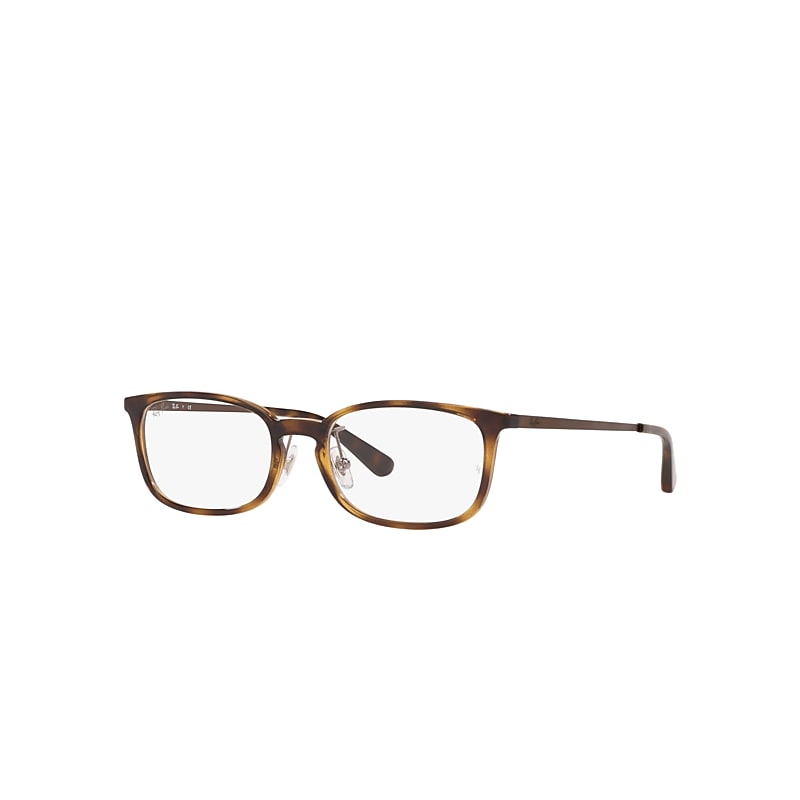 Ray-Ban Eyeglasses Unisex Rb7182 Optics - Brown Frame Clear Lenses Polarized 53-18