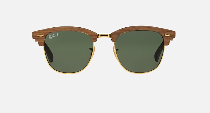 CLUBMASTER WOOD Polarized Sunglasses in Brown and G-15 Green