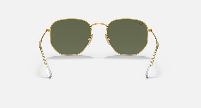 Gold Sunglasses in Green Polarized and HEXAGONAL TITANIUM - RB8148 