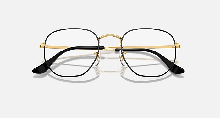 HEXAGONAL OPTICS Eyeglasses with Black On Gold Frame - RB6448