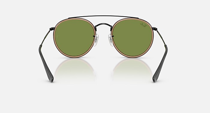 ROUND DOUBLE BRIDGE Sunglasses in Black and Green (51-22