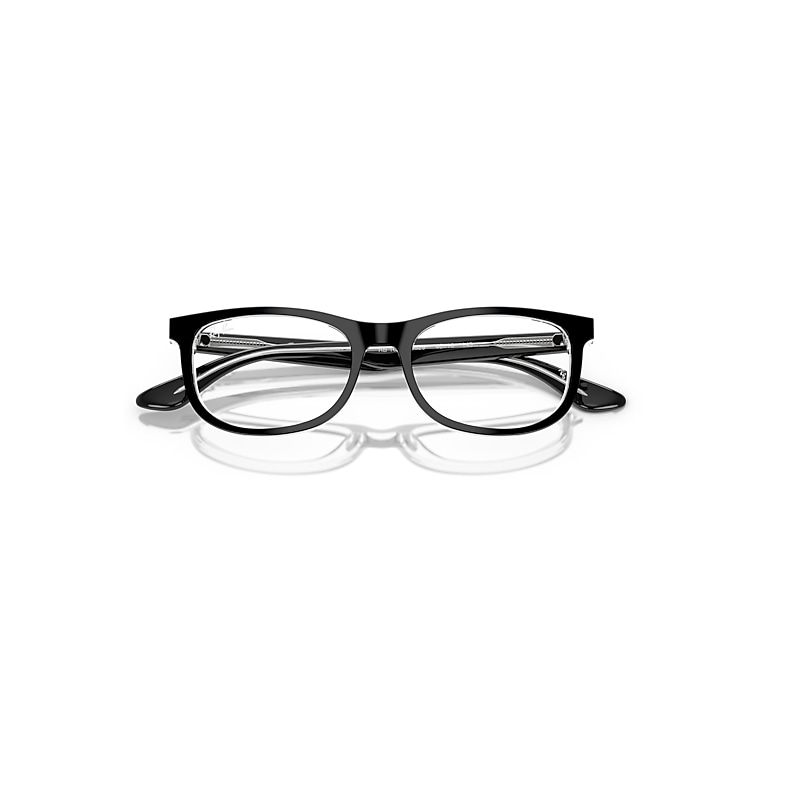 Ray-Ban Rb1642 Optics Kids Optical Black On Transparent Frame Clear Lenses Polarized 46-16