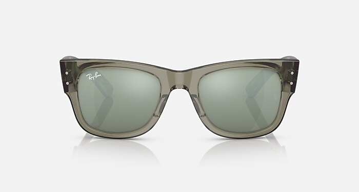 MEGA WAYFARER Sunglasses in Transparent Green and Silver (52-21