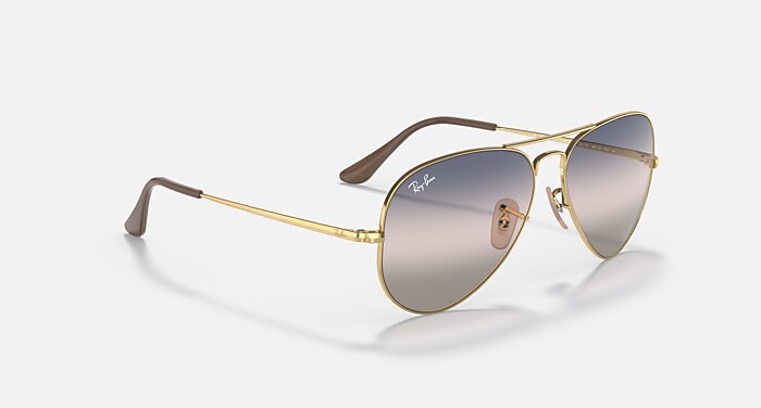 バ*ダ様 【訳あり】Ray-Ban Aviator サングラス ゴールド RB3689 BI-GRADIENT サングラス アリスタゴールド と ピンク/ブルー