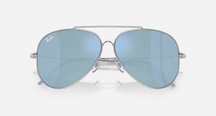 AVIATOR REVERSE Sunglasses in Silver and Light Blue (59-11